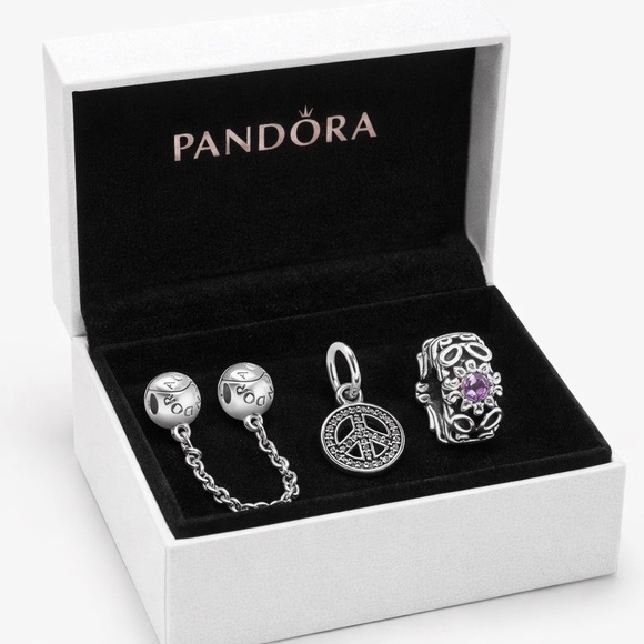 Pandora Jewelry - Authentic Pandora Charm Bundle 💜 Safety Chain + Silver Charms | Bracelet Add-Ons